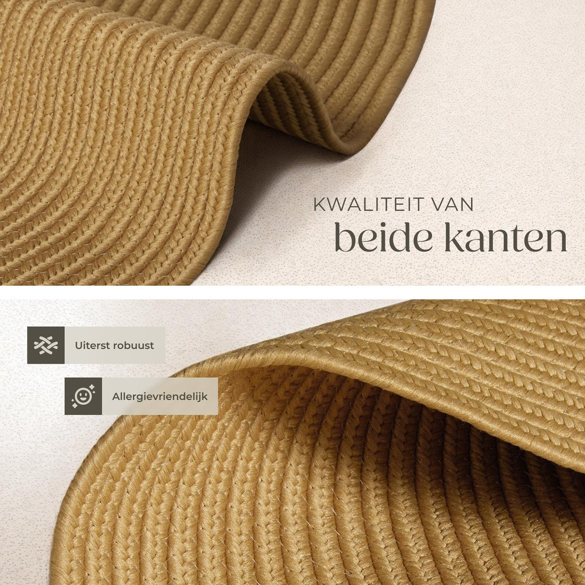 tectake® Flechtteppich Raya - Ø 160 cm - Jute-Look braun
