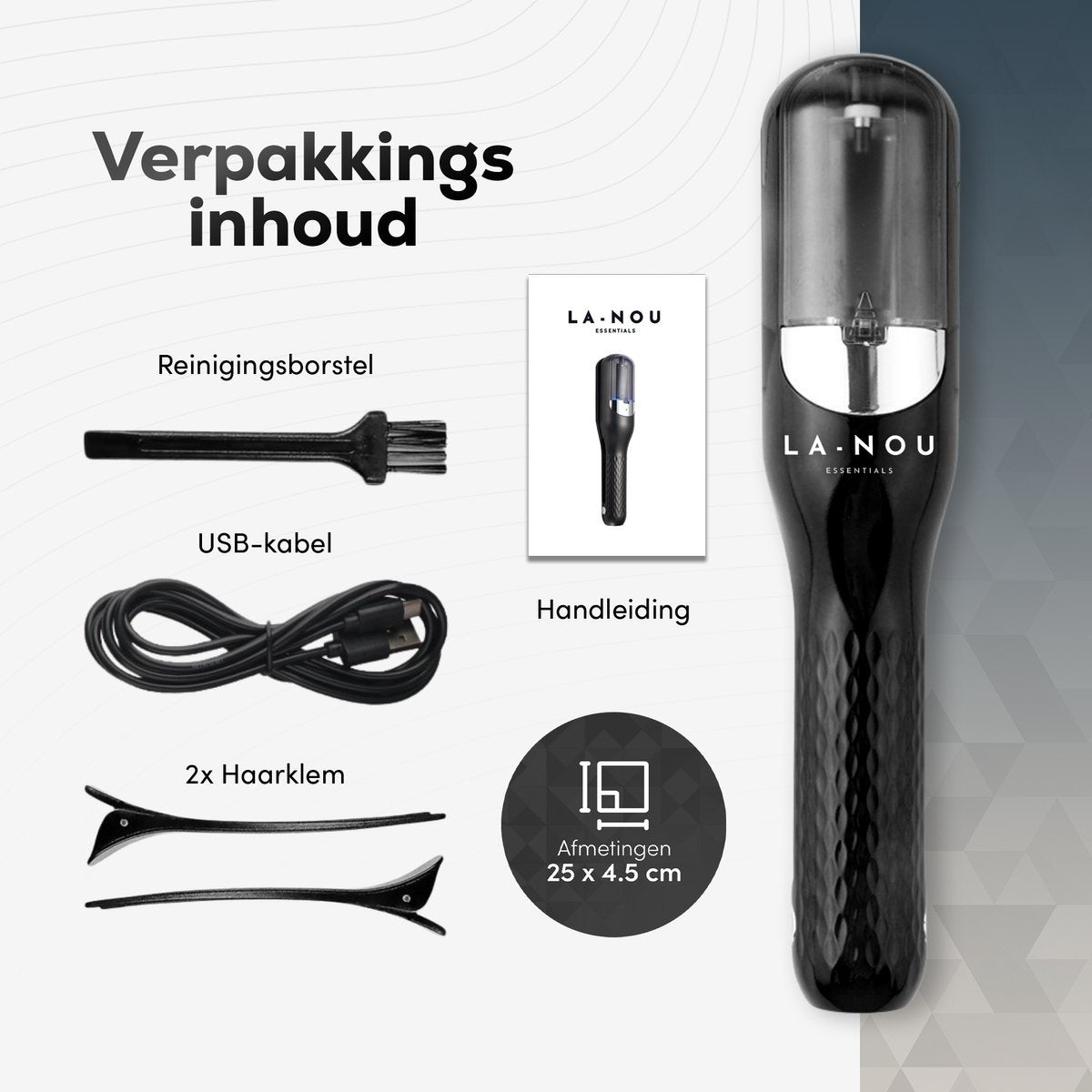 La Nou® Spliss-Entferner 4 – Kabellos – Inkl. Haarspangen, Bürste & Aufbewahrungsbox