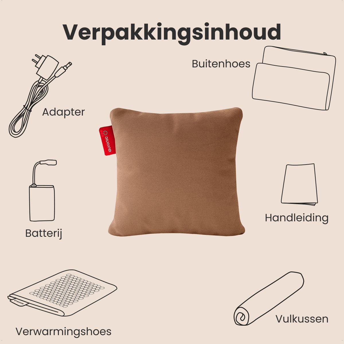 Auronic Heat Pillow Classic 45x45 cm - Kabellos und wiederaufladbar - Elektrisches Kissen mit Infrarot - Powder Pink