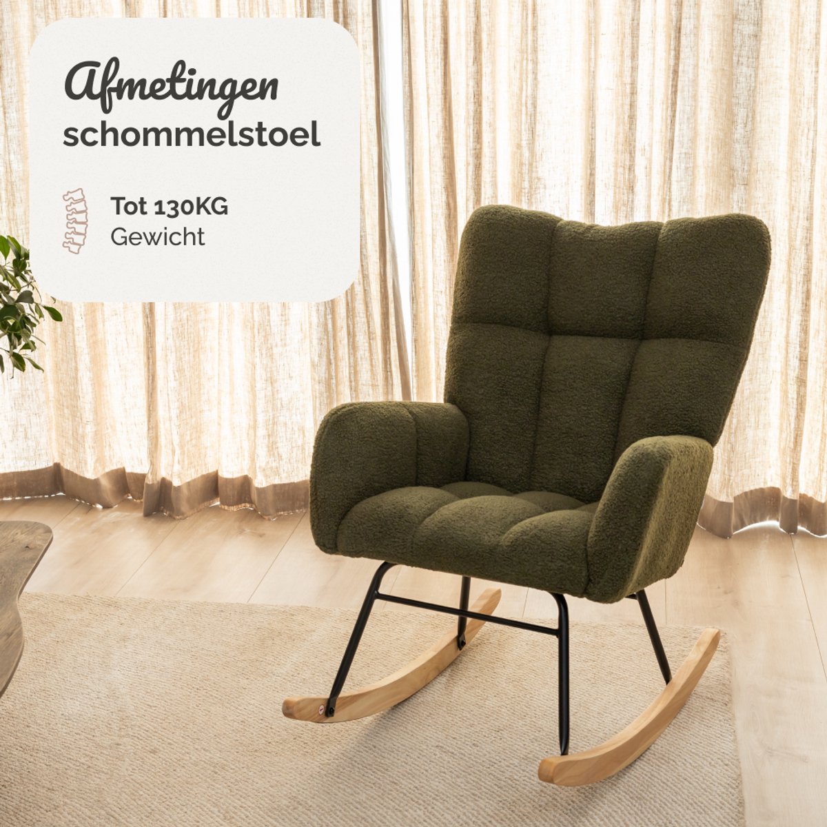 SITTT Noella Schaukelstuhl - dunkelgrün - 70x96x97 cm - Relaxsessel & Kinderzimmer-Sessel