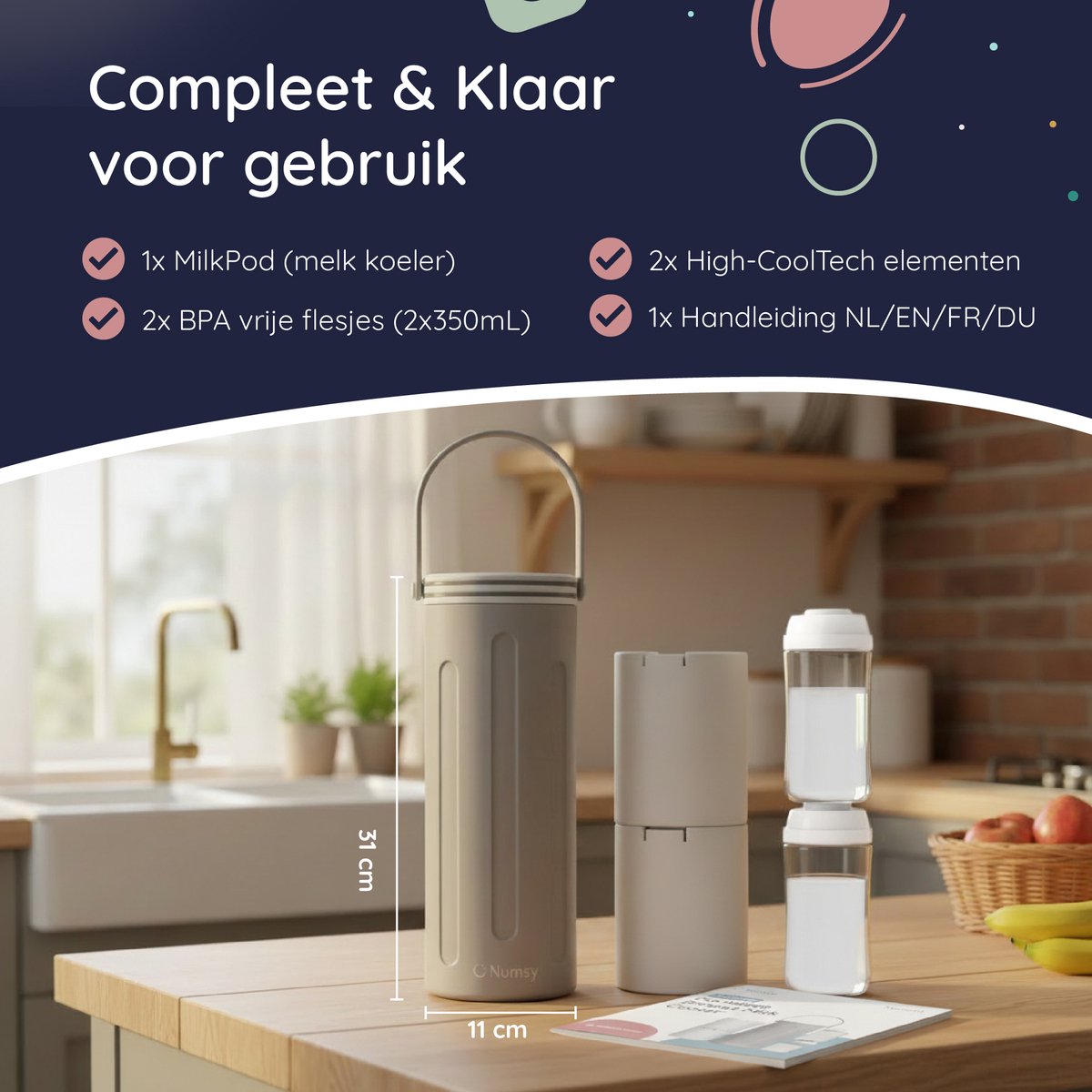 Numsy MilkPod Cooling Tubes – Babyflaschenkühler – inkl. 2 Flaschen à 350 ml