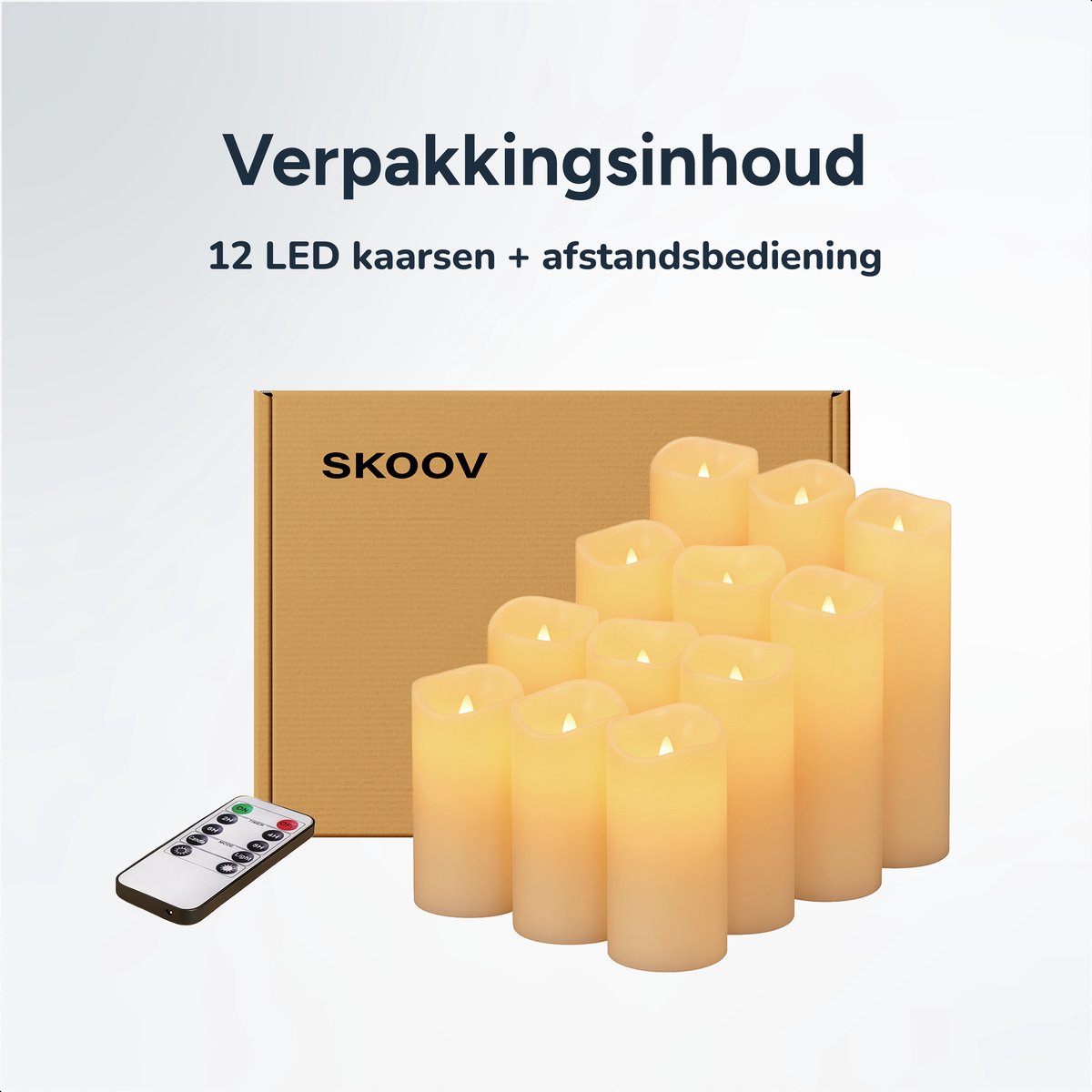Luft - Realistische LED-Stumpfkerzen - 12 Stück - Inklusive Fernbedienung - Timerfunktion - Dimmbar - Echtes Wachs - Beige