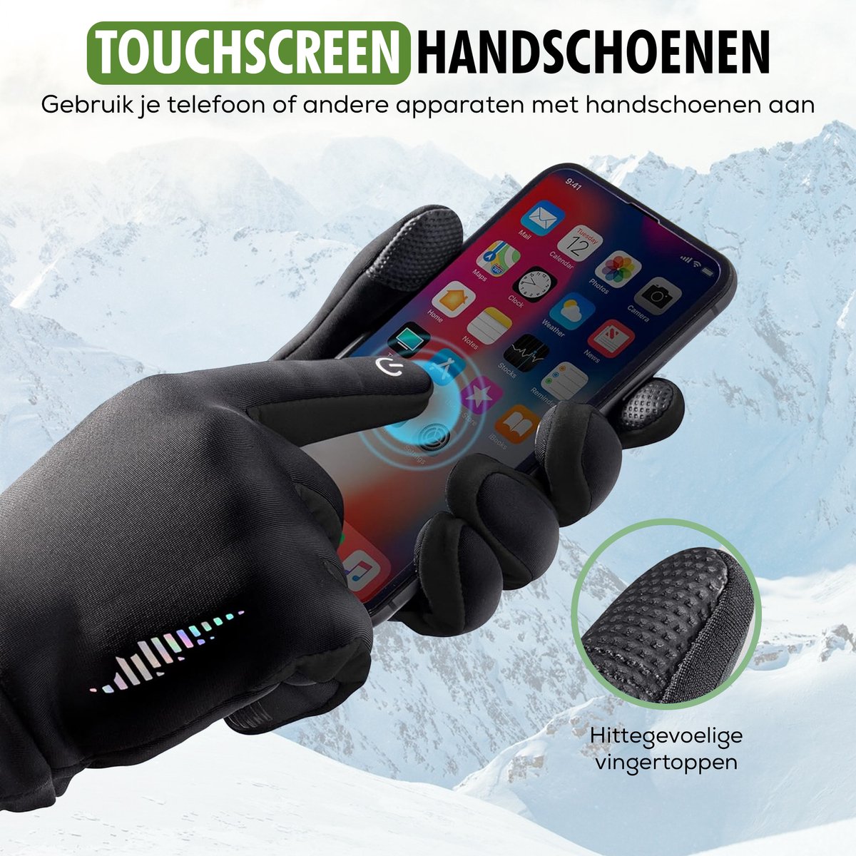 Travelhawk Winterhandschuhe - XL - Spritzwassergeschützt - Fahrrad & Roller - Thermal - Schwarz