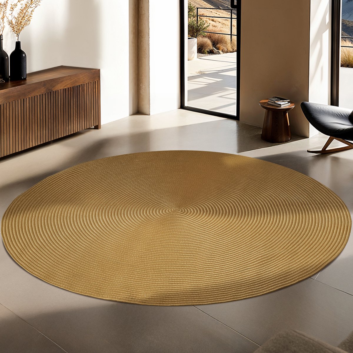 tectake® Flechtteppich Raya - Ø 160 cm - Jute-Look braun