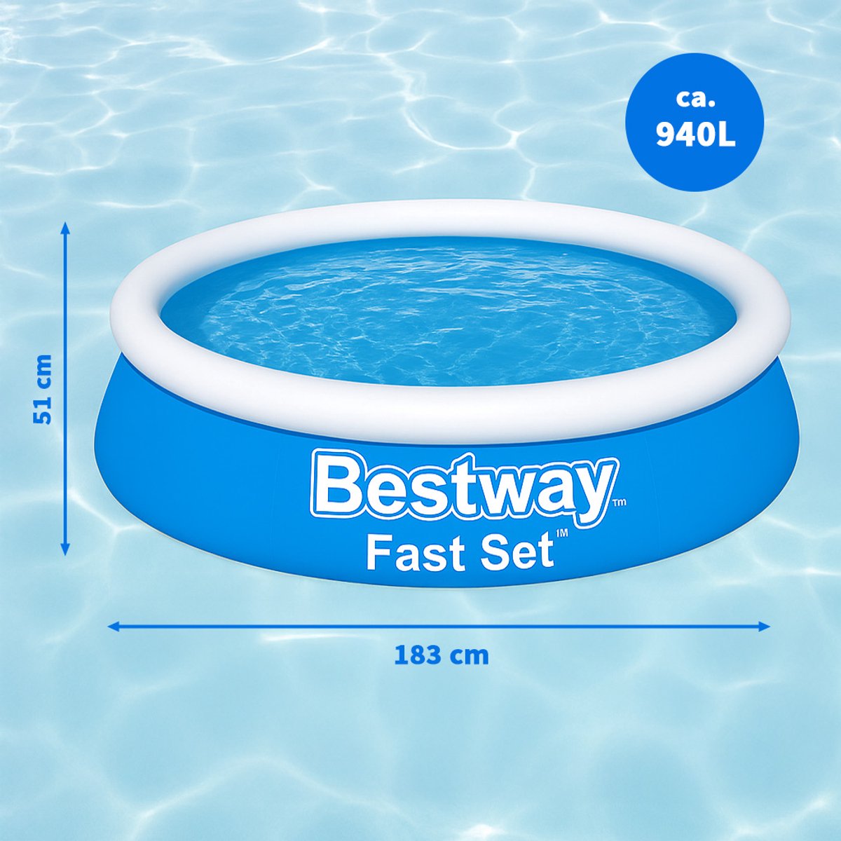 Bestway Kinderpool - Ø 183 cm - Modell 57392 - Aufblasbarer Rand