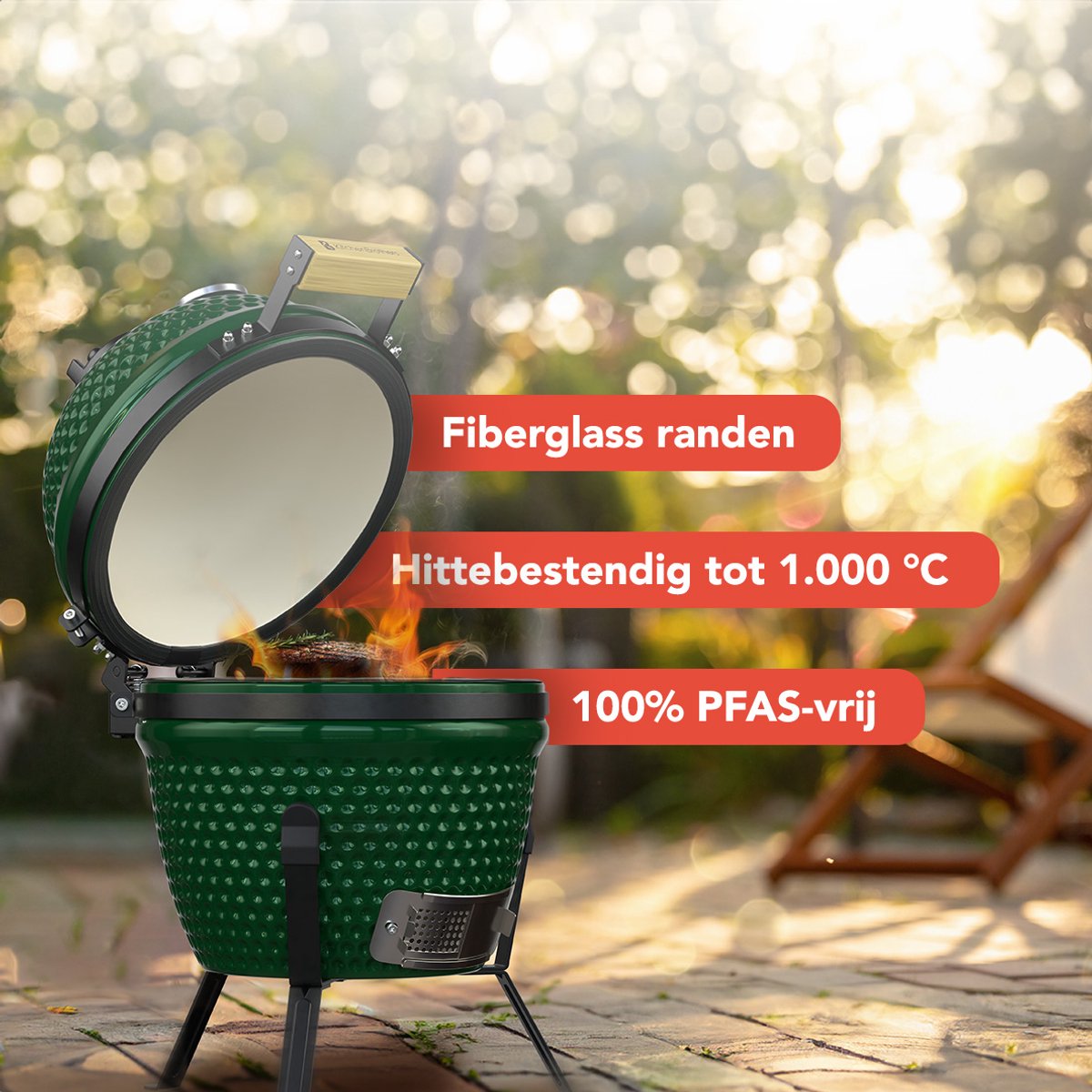 KitchenBrothers Kamado BBQ 27 cm Keramik-Holzkohle-Grill bis zu 1000°C