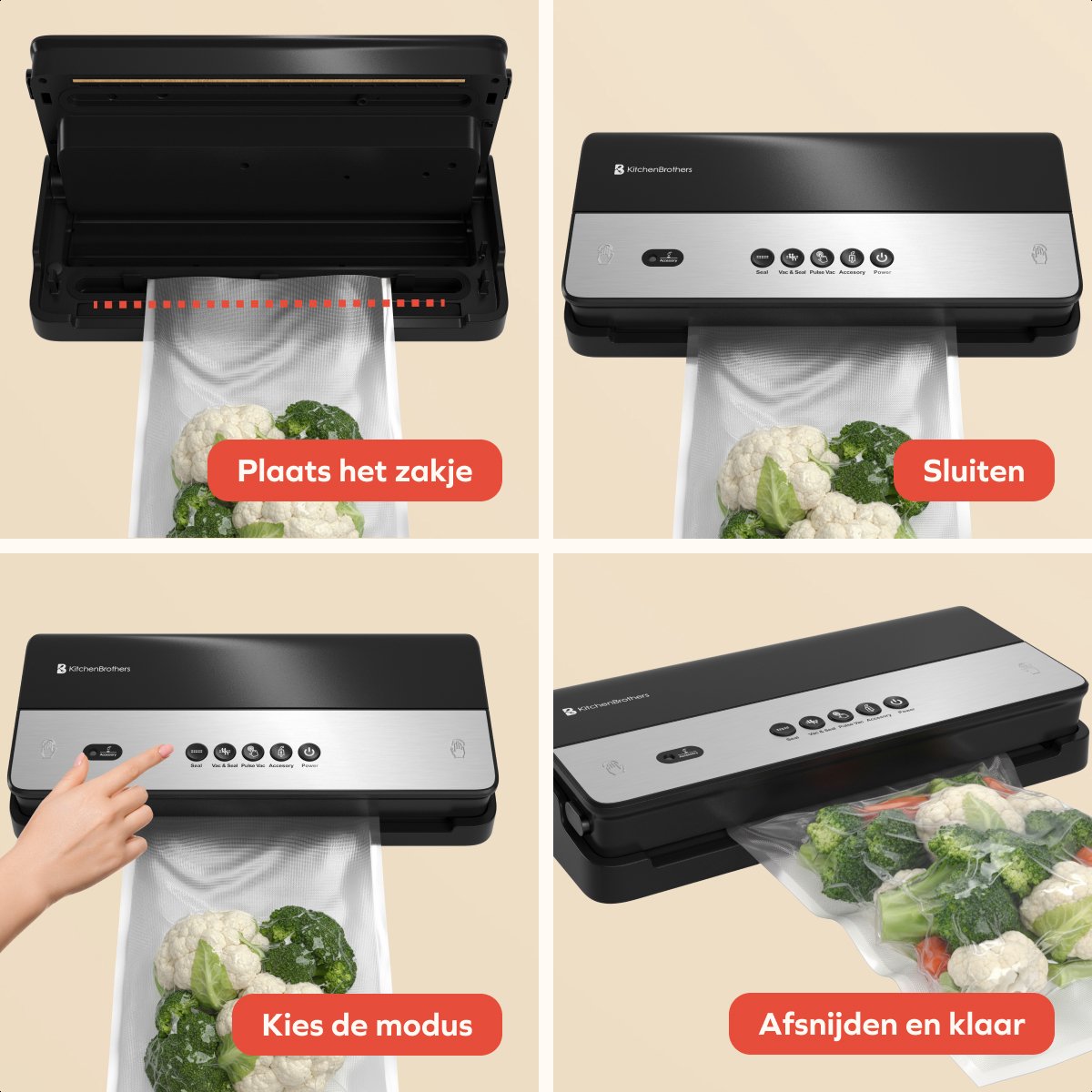 KitchenBrothers Staubsauger advance - 8L/min - 4 Positionen - 28x600cm Rolle - schwarz - kompakt 39x18x7,5 cm