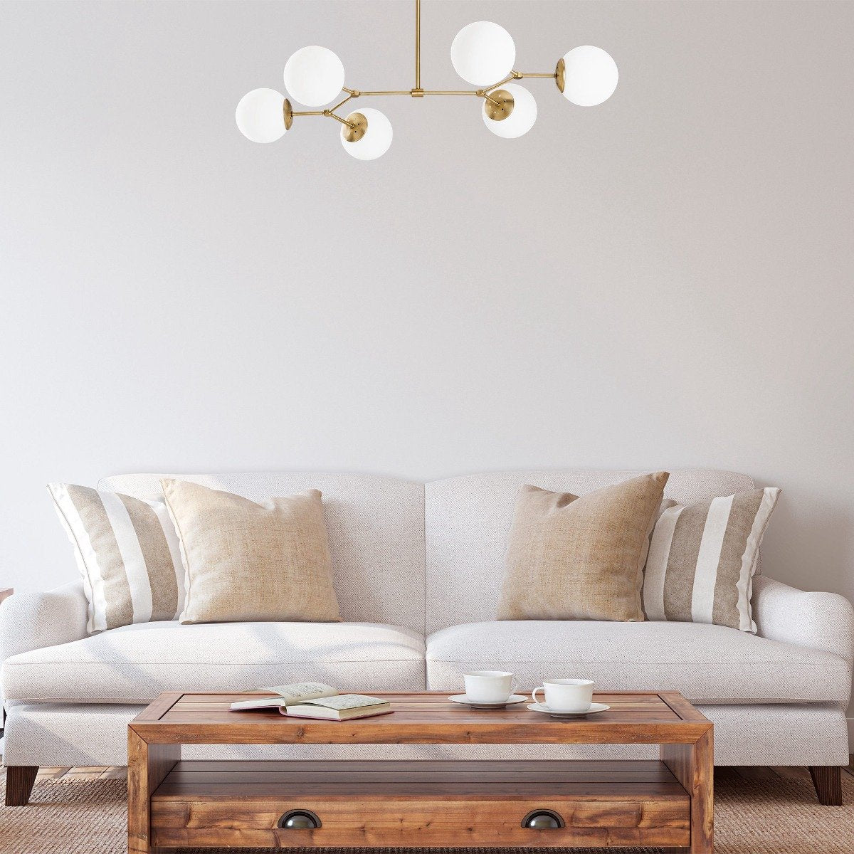 Hängeleuchte Damar 6-Lights - 100x58x48 cm - Gelb/Weiß - Metall - Höhenverstellbar