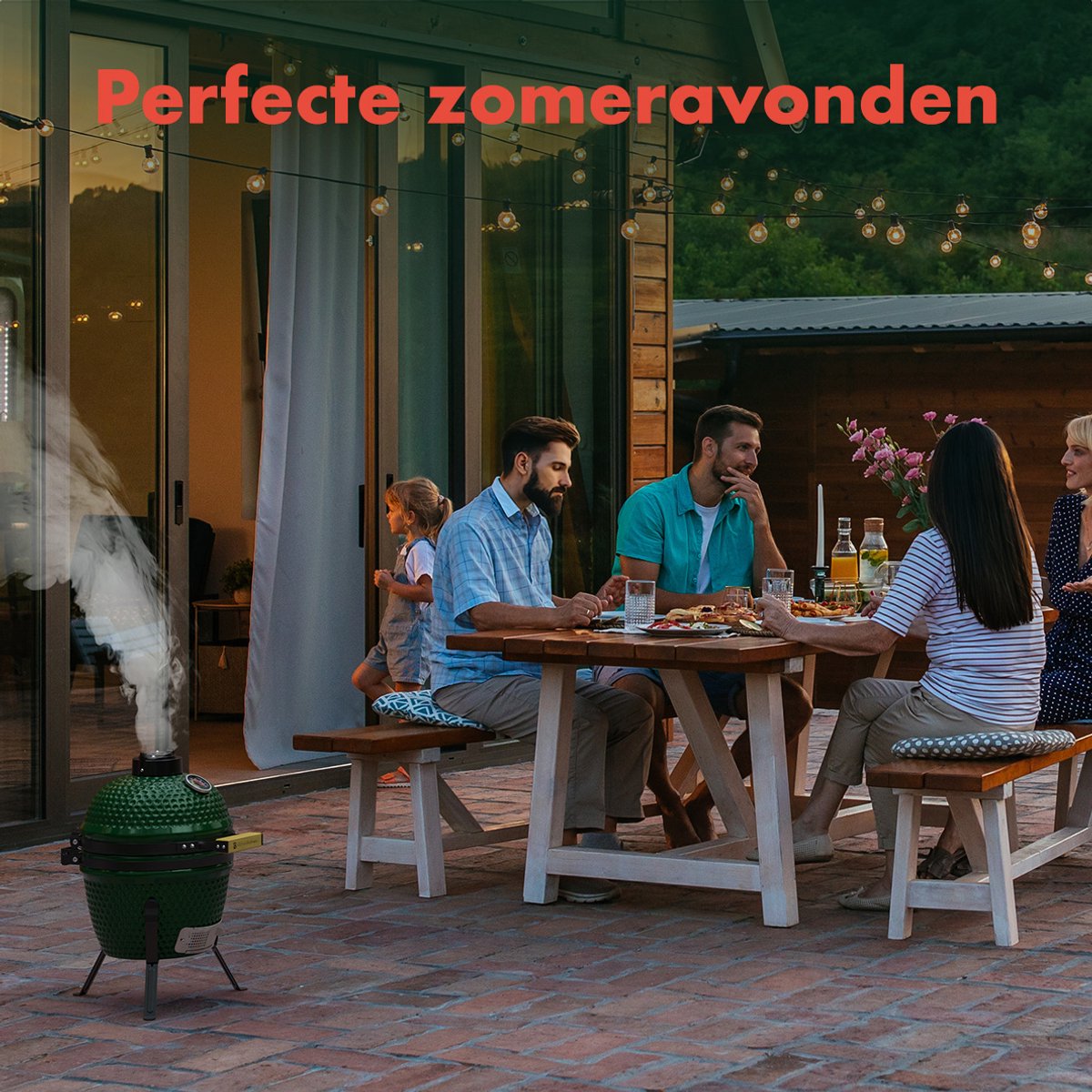 KitchenBrothers Kamado BBQ 27 cm Keramik-Holzkohle-Grill bis zu 1000°C