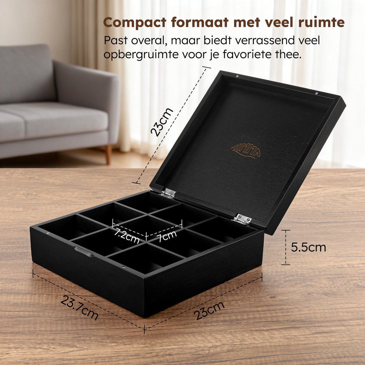 Nimma Tee Box - 9 Boxen - Schwarz - FSC Holz - Mit Magnetverschluss
