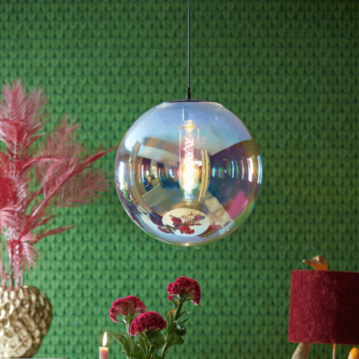 Light & Living Hängeleuchte Medina - Mehrfarbiges Glas - Ø48cm - Modern & Elegant für Wohnzimmer, Schlafzimmer oder Esszimmer