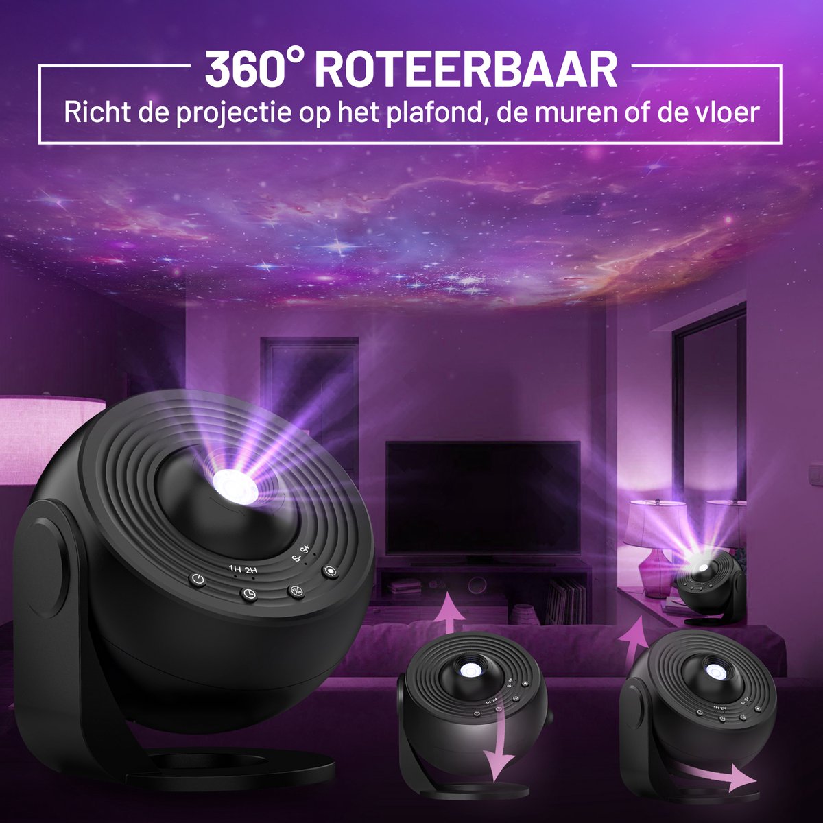MostEssential Projektorlampe PRO Edition 12-in-1 Galaxy Projektor - Ø 11,8 cm - Farbe: Schwarz