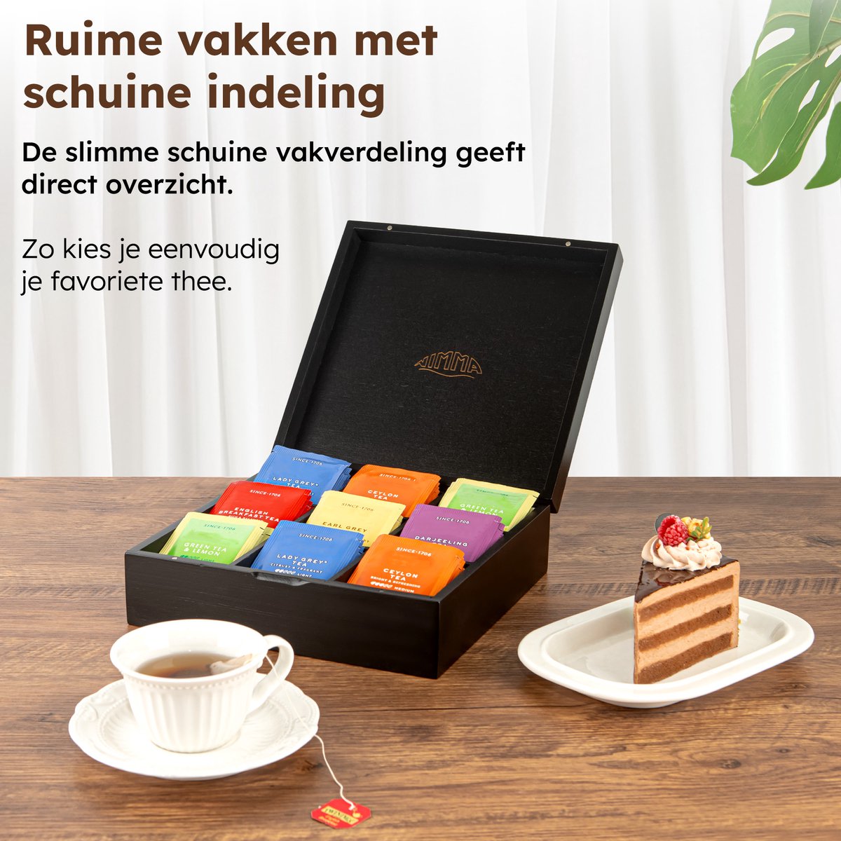 Nimma Tee Box - 9 Boxen - Schwarz - FSC Holz - Mit Magnetverschluss