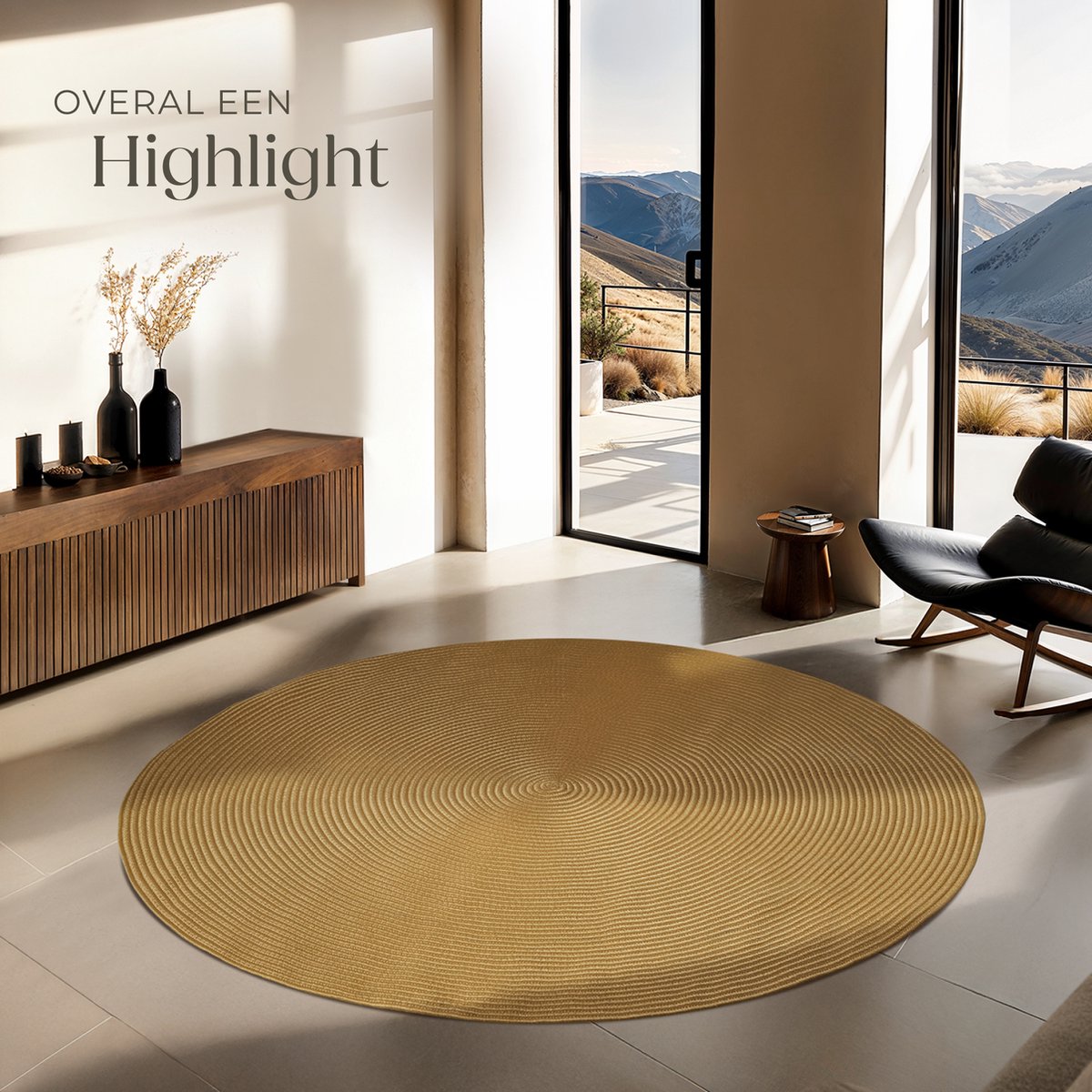 tectake® Flechtteppich Raya - Ø 160 cm - Jute-Look braun