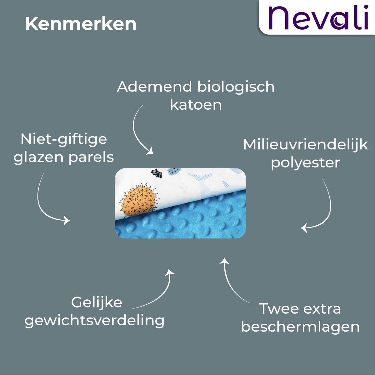 Nevali Gewichtsdecke Kinderbezug – Bettbezug Kinder 100 x 150 cm – 4 Jahreszeiten – Blau