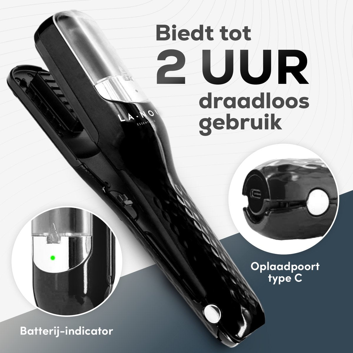 La Nou® Spliss-Entferner 4 – Kabellos – Inkl. Haarspangen, Bürste & Aufbewahrungsbox