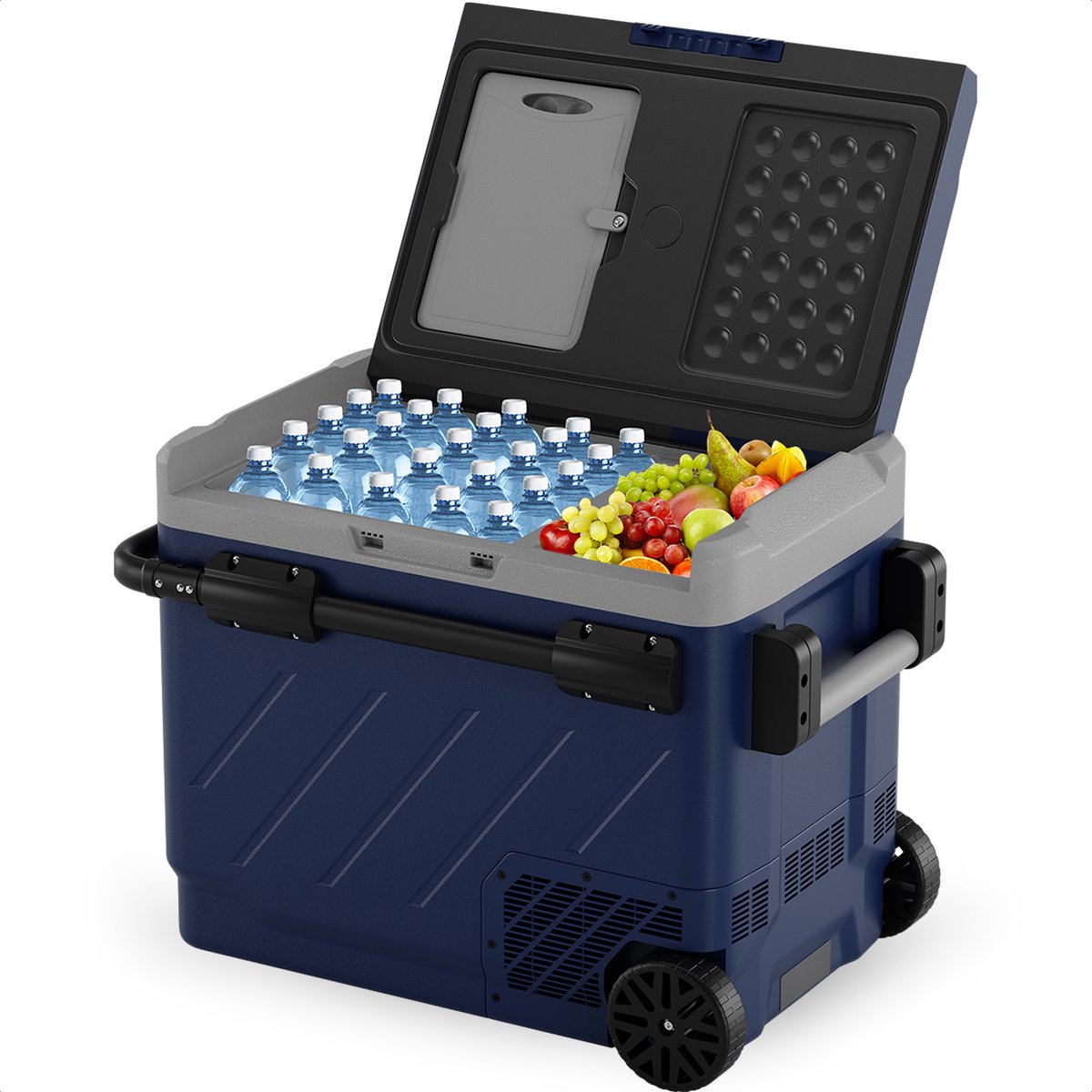 Auronic Compressor Cool Box mit Rädern - Elektrisch - Gefrieren und Kühlen - 58L - 69.2 x 45.3 x 58 cm - Blau