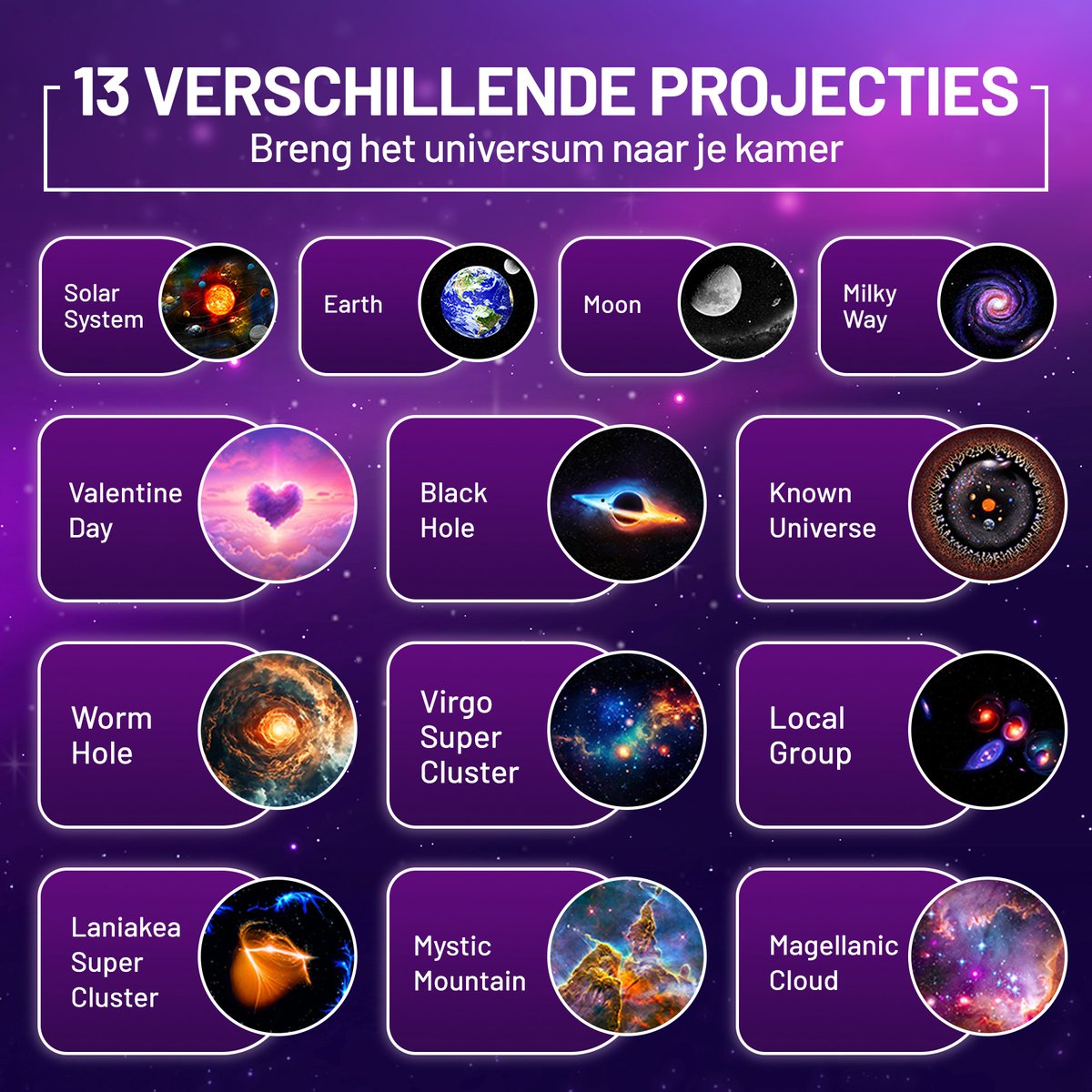 MostEssential Projektorlampe PRO Edition 12-in-1 Galaxy Projektor - Ø 11,8 cm - Farbe: Schwarz