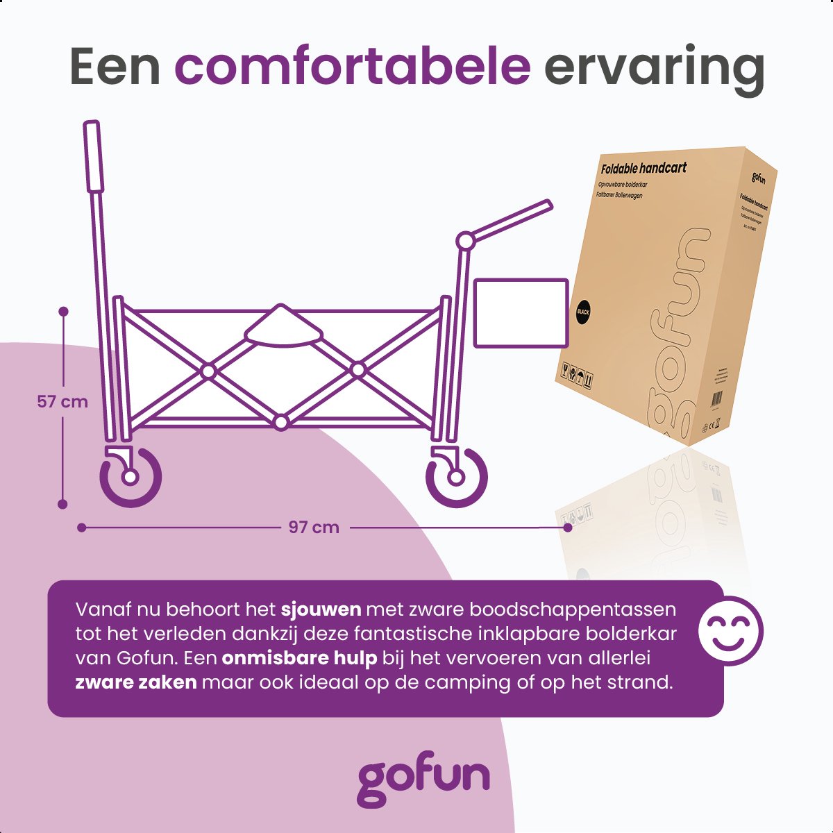 Gofun - Wagen & Pollerwagen - 150 kg Tragkraft - faltbar mit 360 Grad drehbaren Rädern - 83 x 44 x 26 cm - Metall & Polyester - Schwarz