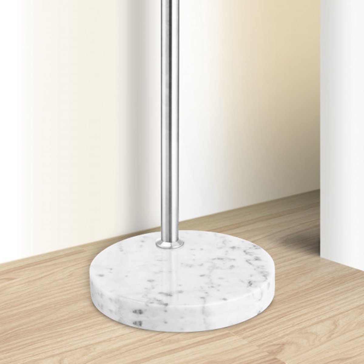 Monzana Retro Design Bogenlampe - Stehleuchte - Verstellbar 190-210 cm - Opalweiß - Silber