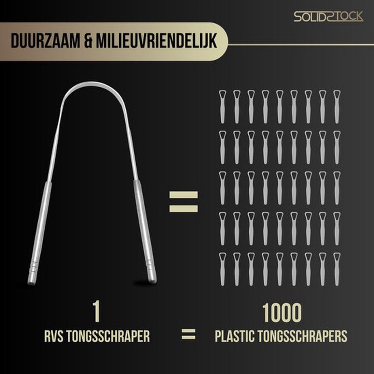 SolidStock Professioneller Zungenschaber - 5 in 1 Set - Zur Mundpflege - Zungenreiniger - Zungenbürste - Ayurveda - Edelstahl