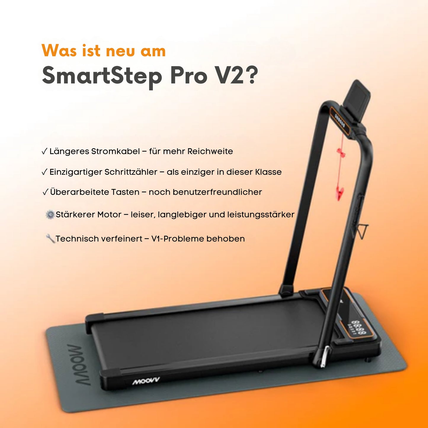 Moovv Laufband Smartstep Pro V3 - 1-12 km/h - Zusammenklappbar - Für Zuhause- 124 x 54 x 105 cm - Schwarz