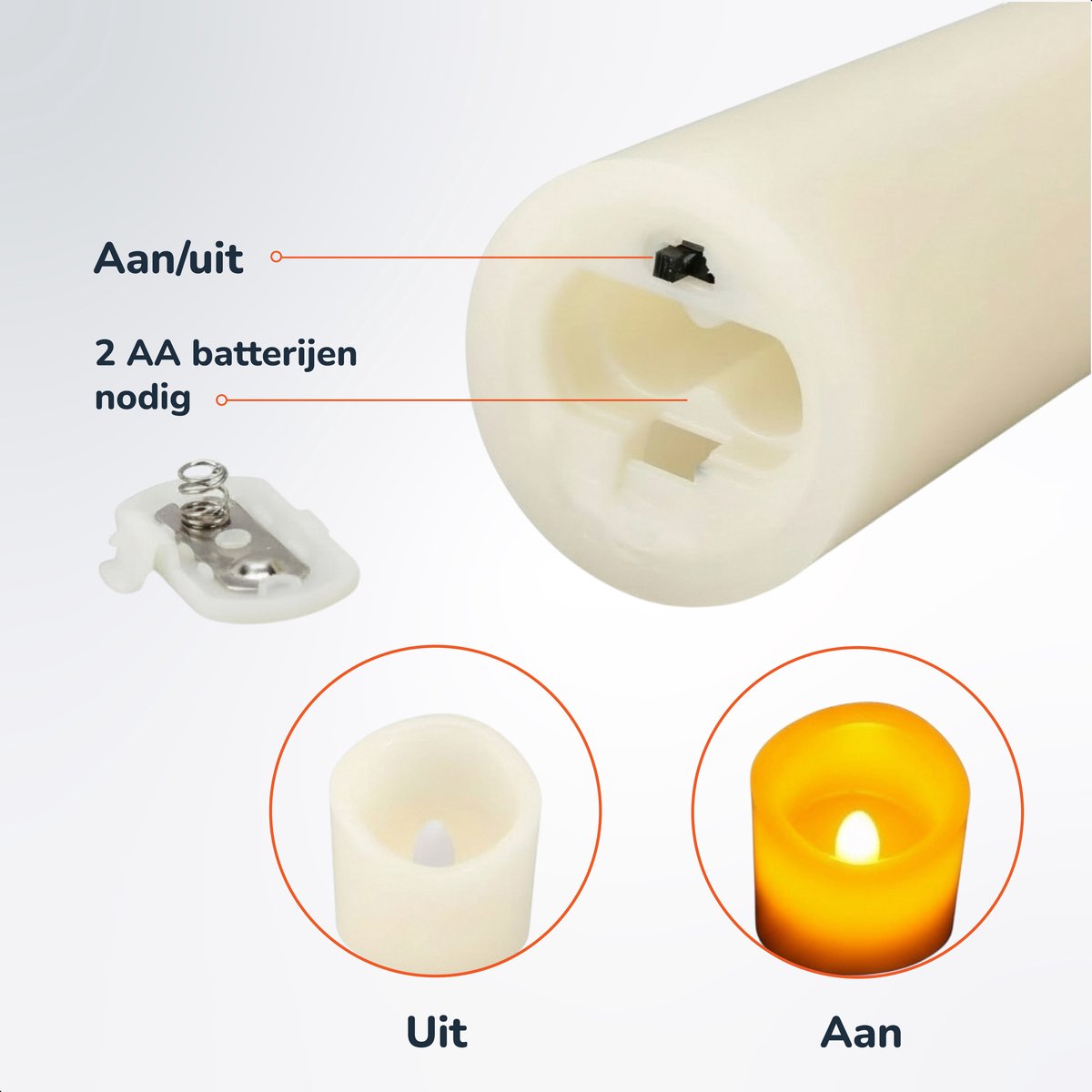 Luft - Realistische LED-Stumpfkerzen - 12 Stück - Inklusive Fernbedienung - Timerfunktion - Dimmbar - Echtes Wachs - Beige