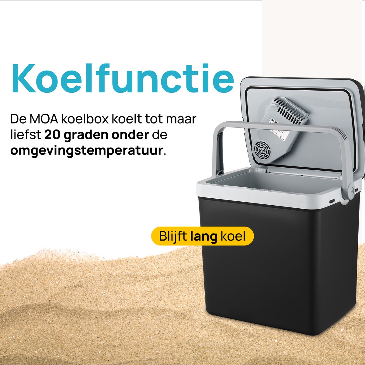 Moa thermoelektrische Kühlbox - 32 Liter - Kalt- und Warmhaltefunktion - 12V/230V - schwarz