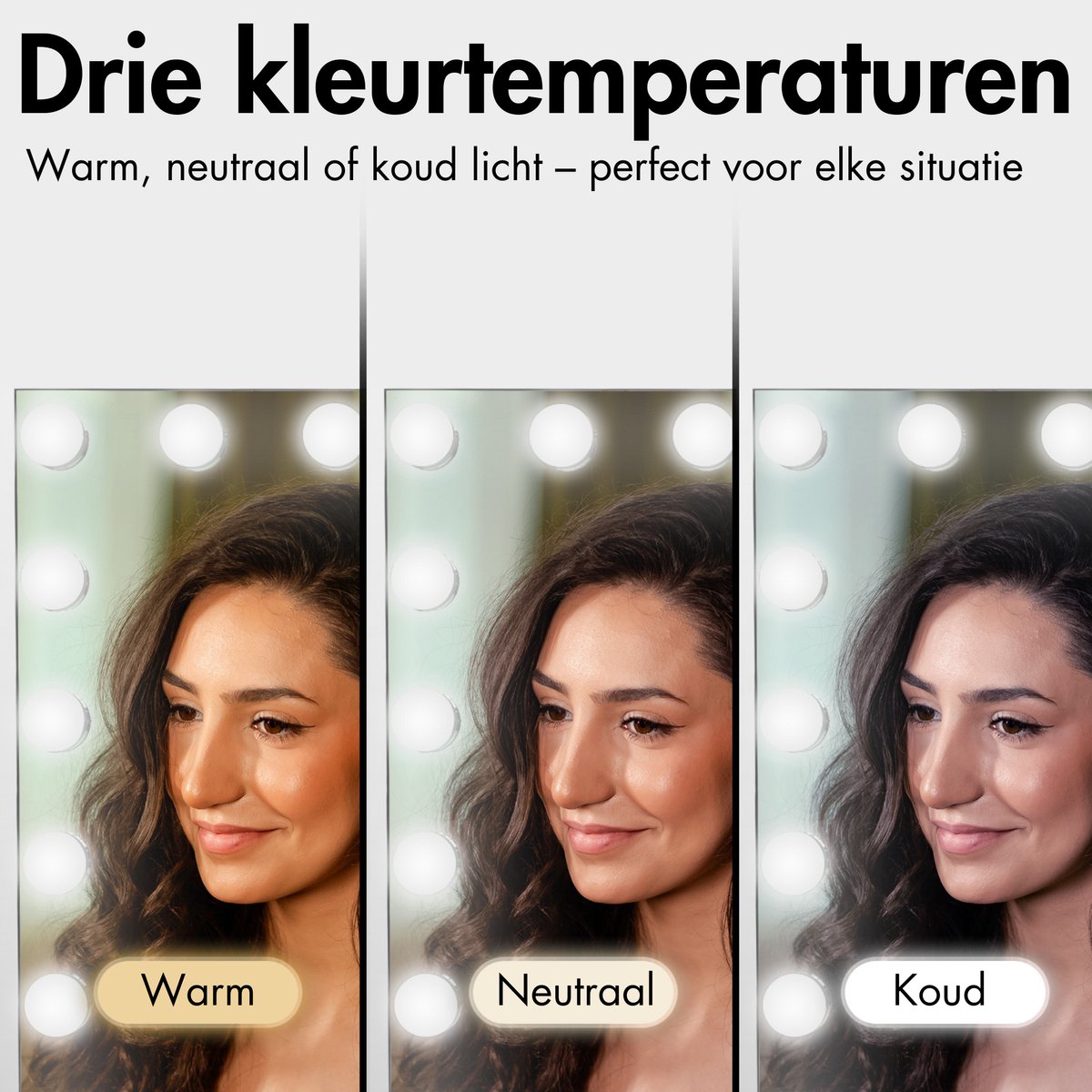 Sansbeauté® Hollywood Mirror 58x43 cm - Make-up-Spiegel - 15 LED-Lampen - 10-fache Vergrößerung - dimmbar - USB-Ladeanschluss - Touch Control - Schwarz