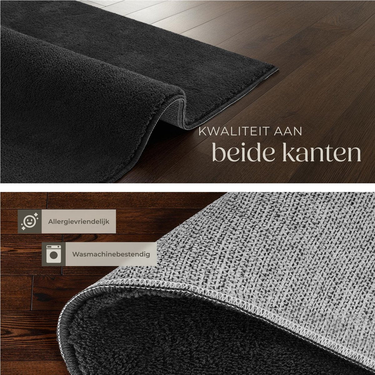 tectake Soft Zone Teppich - Kurzflor - Extra weich - Schwarz - 140 × 200 cm