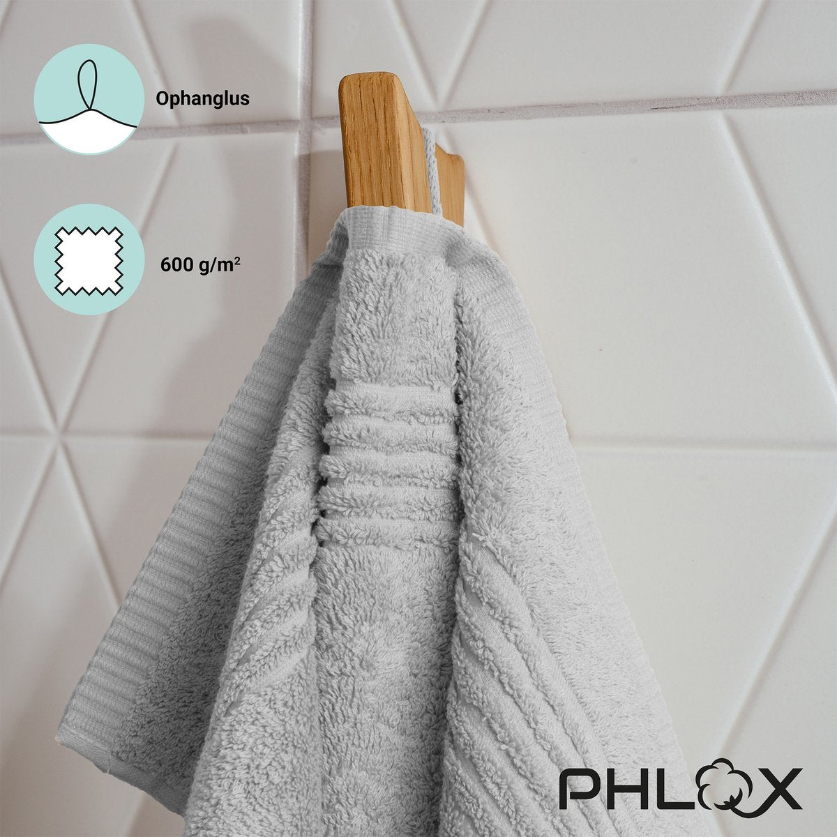 PHLOX Supreme Handtücher 50x100 cm - 6er Set - Handtücher aus schwerer Baumwolle Hellgrau