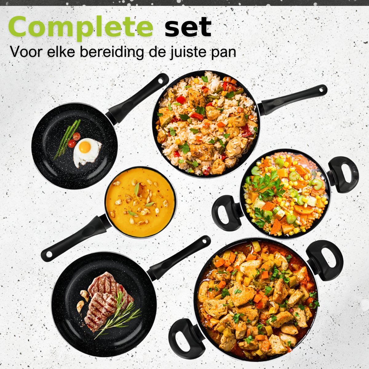 CeraFusion Keramikpfannen Set 10-teilig - Set mit Bratpfannen, Stielkasserolle, Kochtöpfen - Induktionspfannen - Pfannensets Aluminium