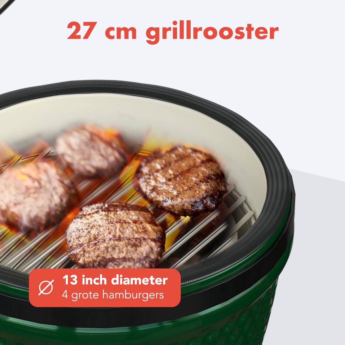 KitchenBrothers Kamado BBQ 27 cm Keramik-Holzkohle-Grill bis zu 1000°C