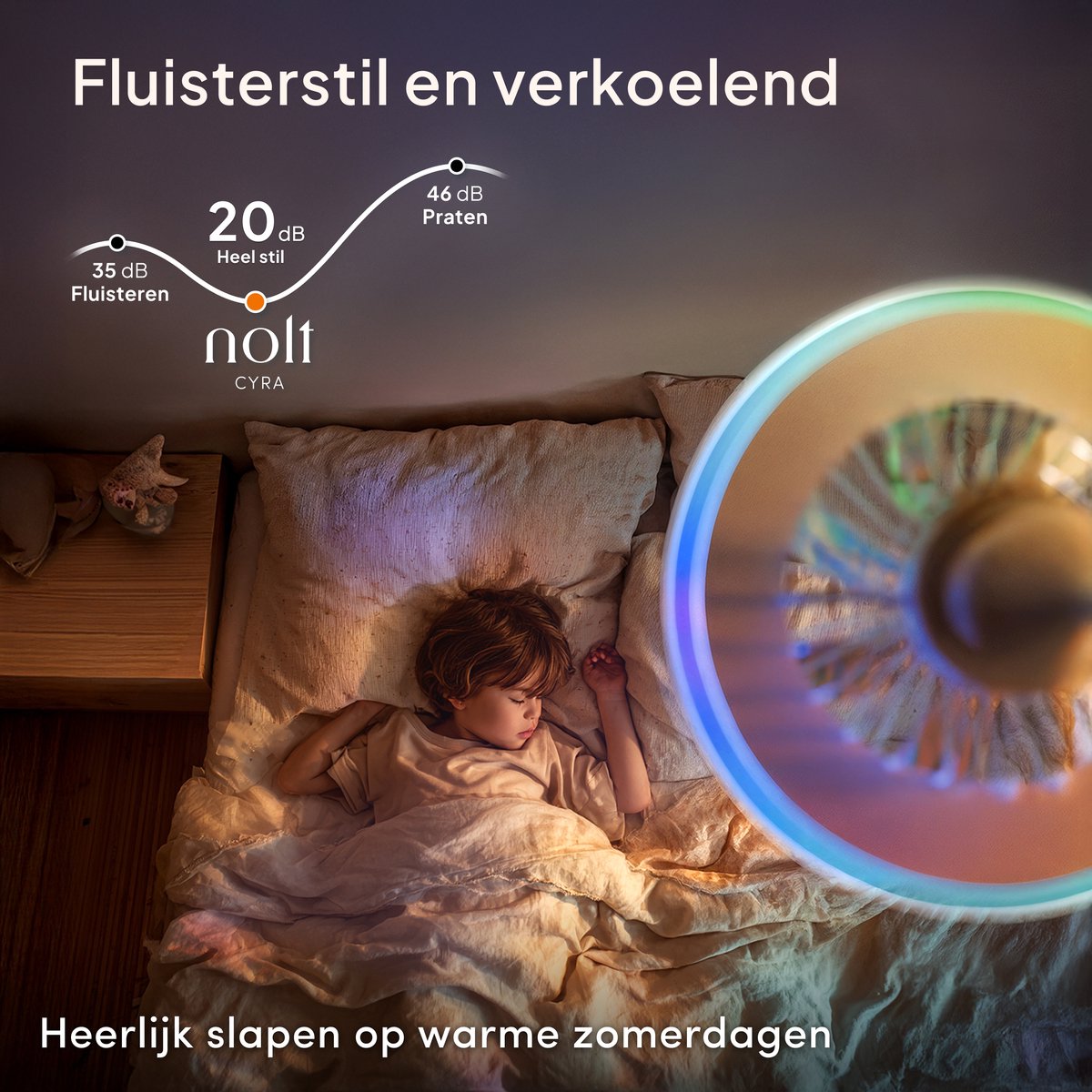 Nolt Deckenventilator mit RGB-Beleuchtung - Deckenlampe Ventilator - Deckenleuchte - LED RGBW - Tuya Wifi Smart - Fernbedienung - ⌀ 50cm - Weiß