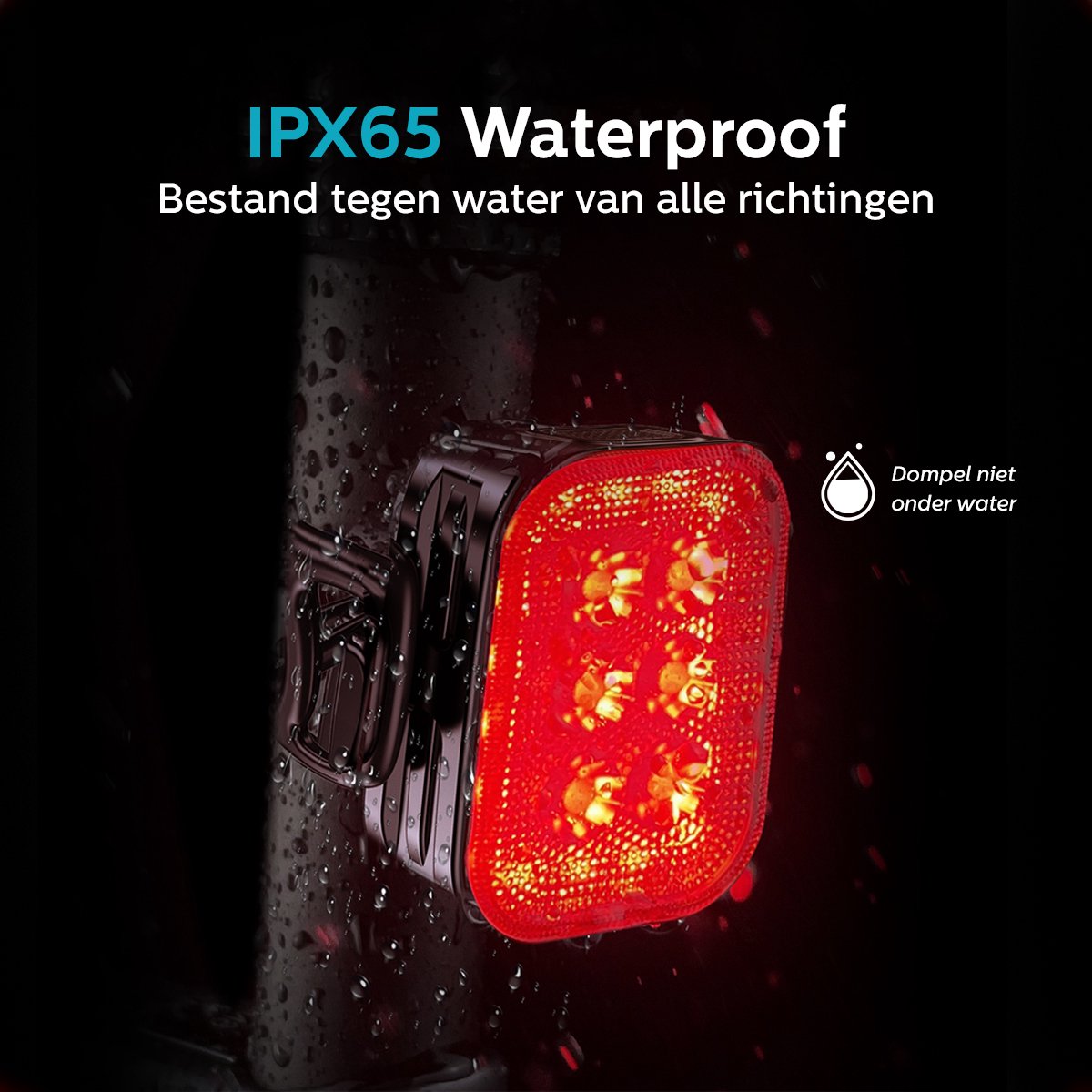 Inlustro LED-Fahrradlicht-Set - Vorder- und Rücklicht - USB aufladbar - wasserdicht - 7,5 x 3,2 cm - Schwarz