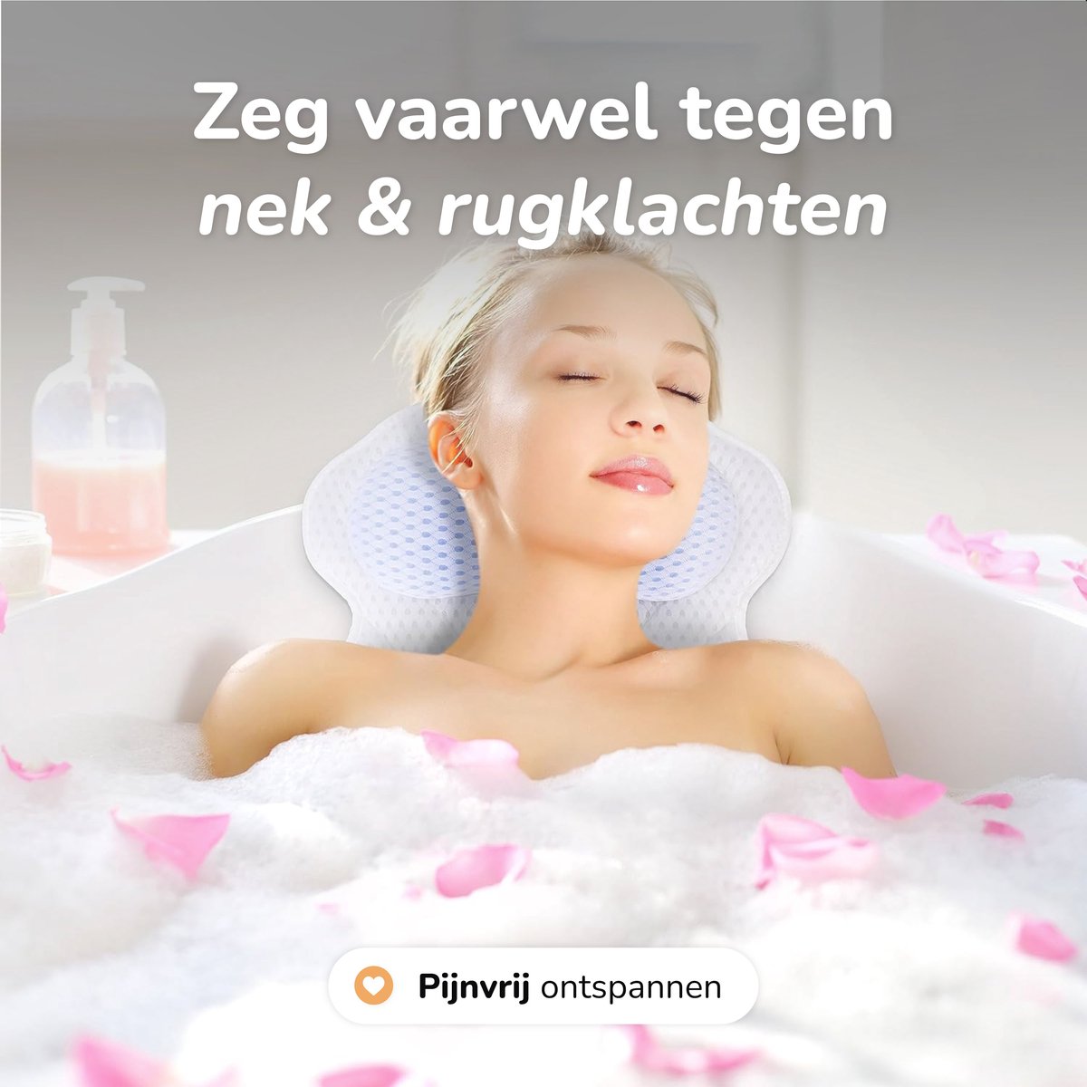 Badekissen für die Badewanne 17x17 cm - Weiß - Ergonomisches und komfortables Nacken- und Kopfstützkissen - Alyze