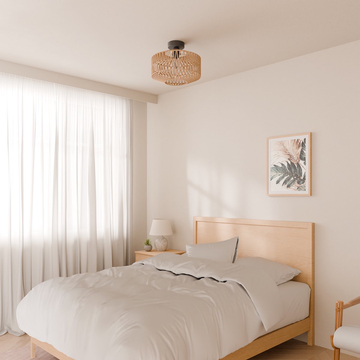 Nolt Deckenleuchte - Deckenleuchte - E27 Lampe - Rustikal - ⌀ 30cm - Jute - Braun