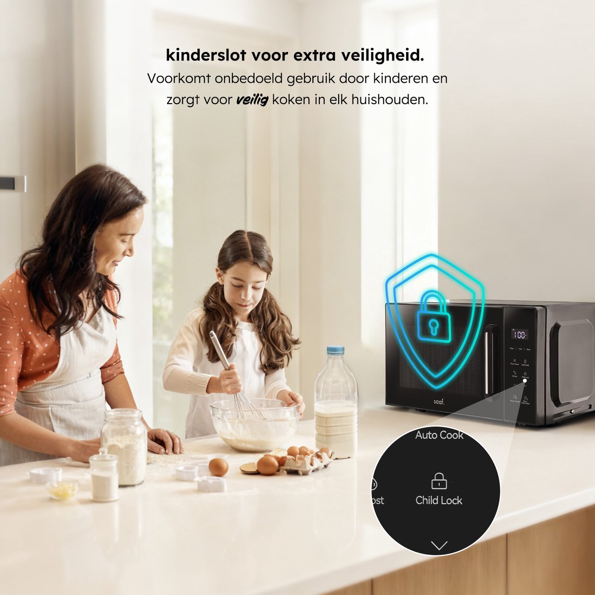 Saaf Mikrowelle - 20L -Touchscreen - 700W - Schwarz - 462×332×264 mm