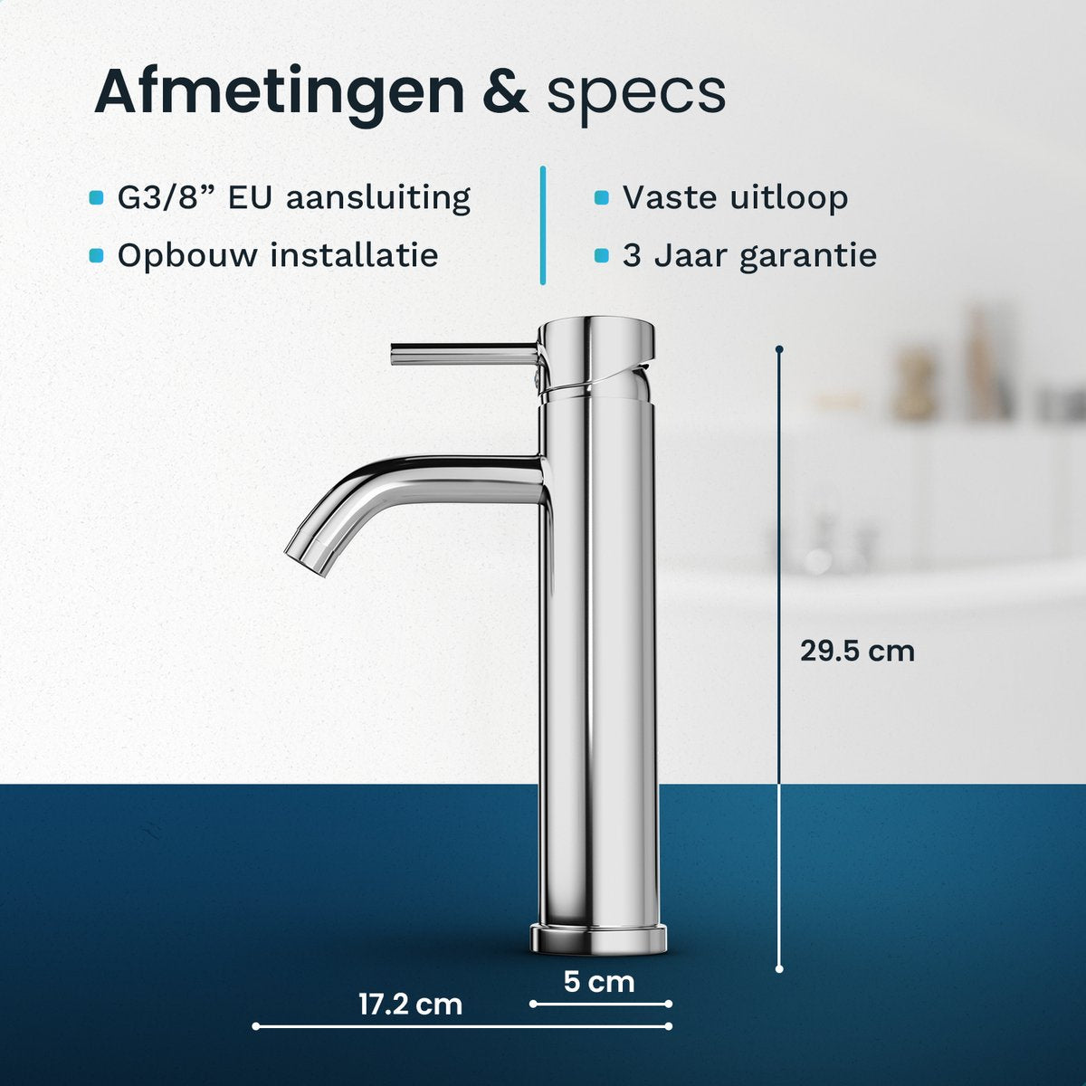 Mirlux Waschtischarmatur Chrom 29,5 x 17,2 x 5 cm - Badarmatur Kalt- und Warmwasser - Waschtischarmatur/WC-Armatur