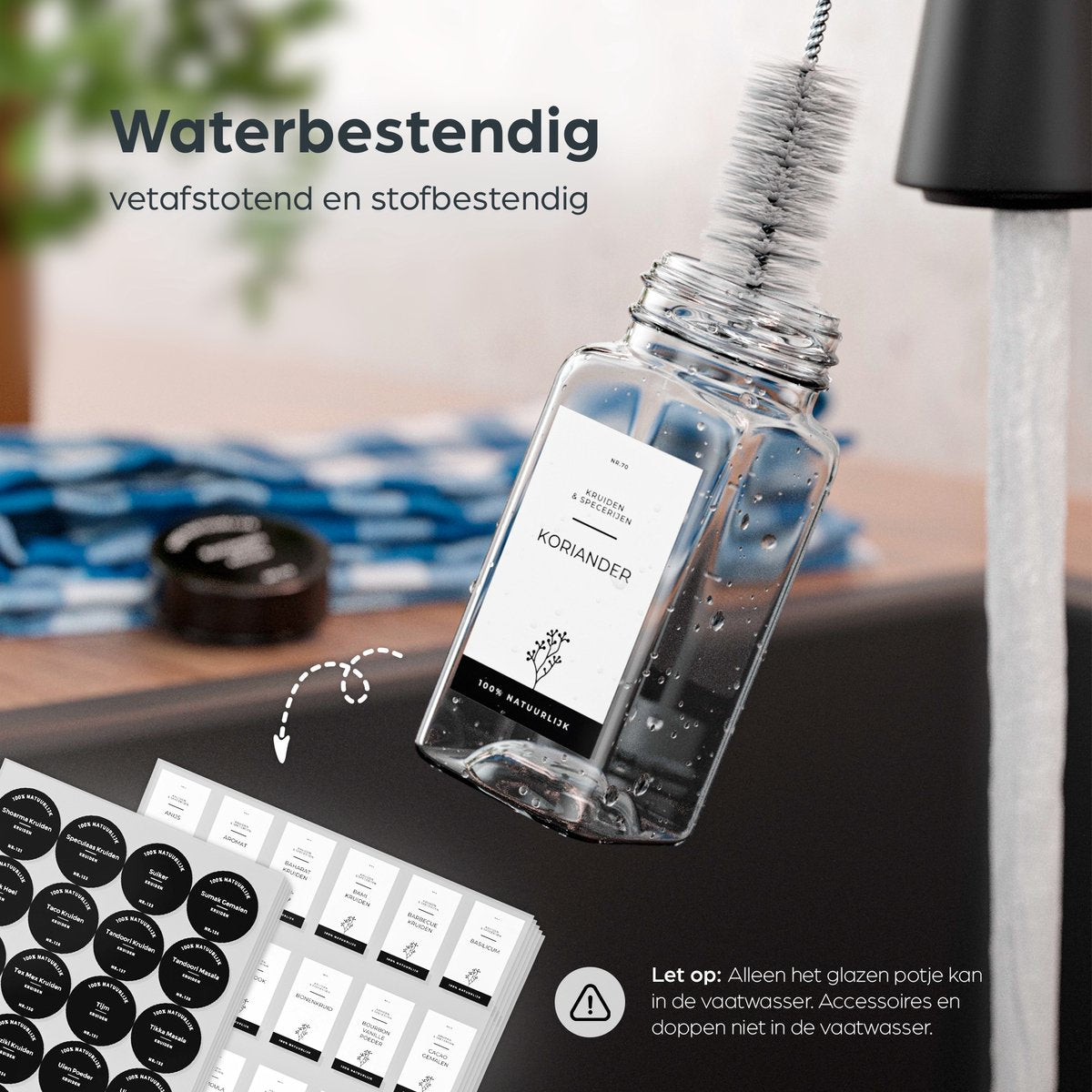 Organess Gewürzdosen Set 42 Stück quadratisch - Akaziendeckel - Inklusive Etiketten und Zubehör - 120ml