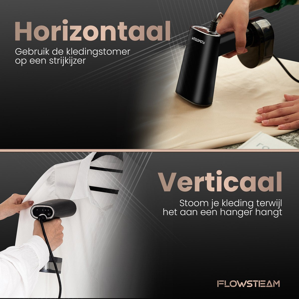 FLOWSTEAM® Luxury Clothes Steamer - Kabellänge 165cm - Matte Black Edition