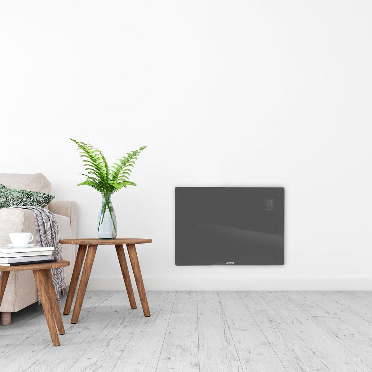 Elektroherd - 1500W - 18m2 - 65 x 47 x 7,5 cm - Grau