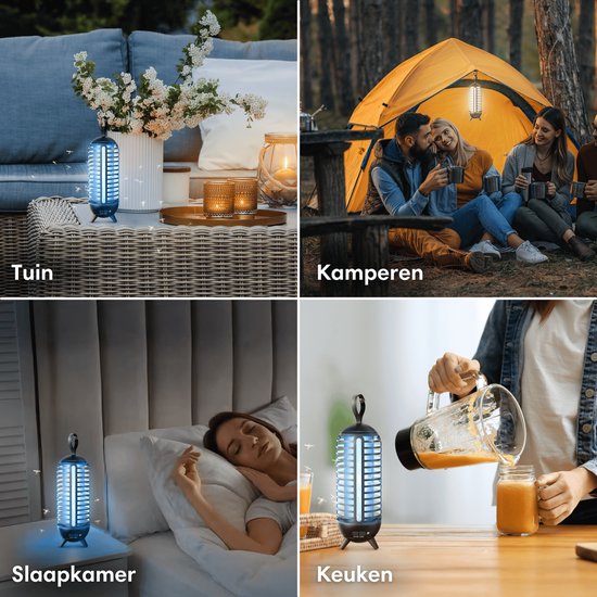 Vulpes Goods® Repellent - Mückenlampe Wiederaufladbar - Elektrischer Insektenvernichter - Fliegenlampe - Insektenlampe - UV-Modus & Nachtlicht - Aufhängbar - Wasserdicht - Inkl. Auffangschale & Reinigungsbürste