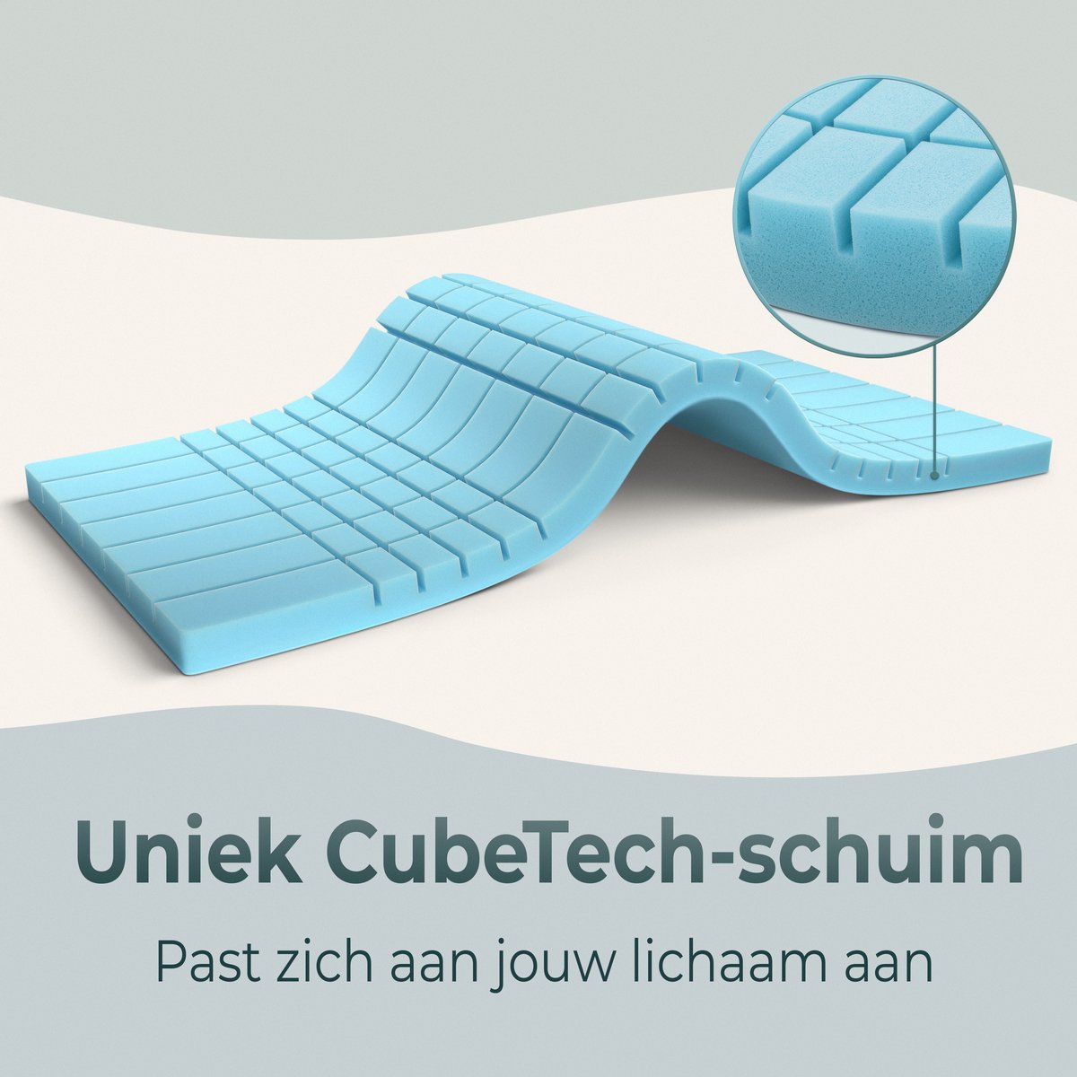 CozySense® - CubeTech Topper Topdeck Matratze - 120 x 200 cm - Ausgestattet mit 100+ Comfort Cubes und kühlendem Gel und waschbarem Bezug - Für Rückenschmerzen und Druckentlastung - Weißer Memory Foam und Textil