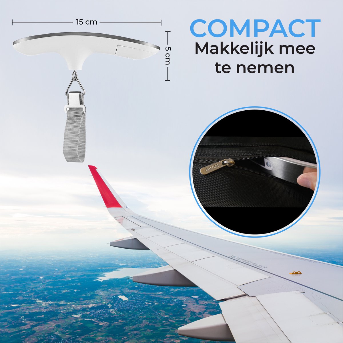 TTD® Gepäckwaage mit beleuchtetem Display - Wägebereich 50 kg - Gepäckwaage - Gepäckwaage - Hängewaage - Digitale Gepäckwaage - Gepäckwaage - Reisen mit dem Flugzeug - kg/g/lbs/oz - Batterien enthalten - Weiß
