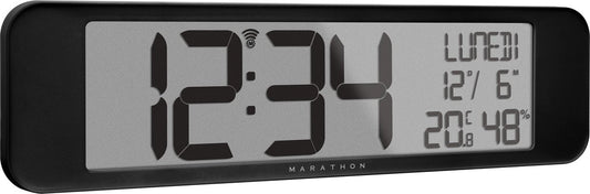Marathon Vancouver Funk-Kalenderuhr - Schwarz - 36,8 x 23,5 cm - Ultrabreites Display mit großen Ziffern