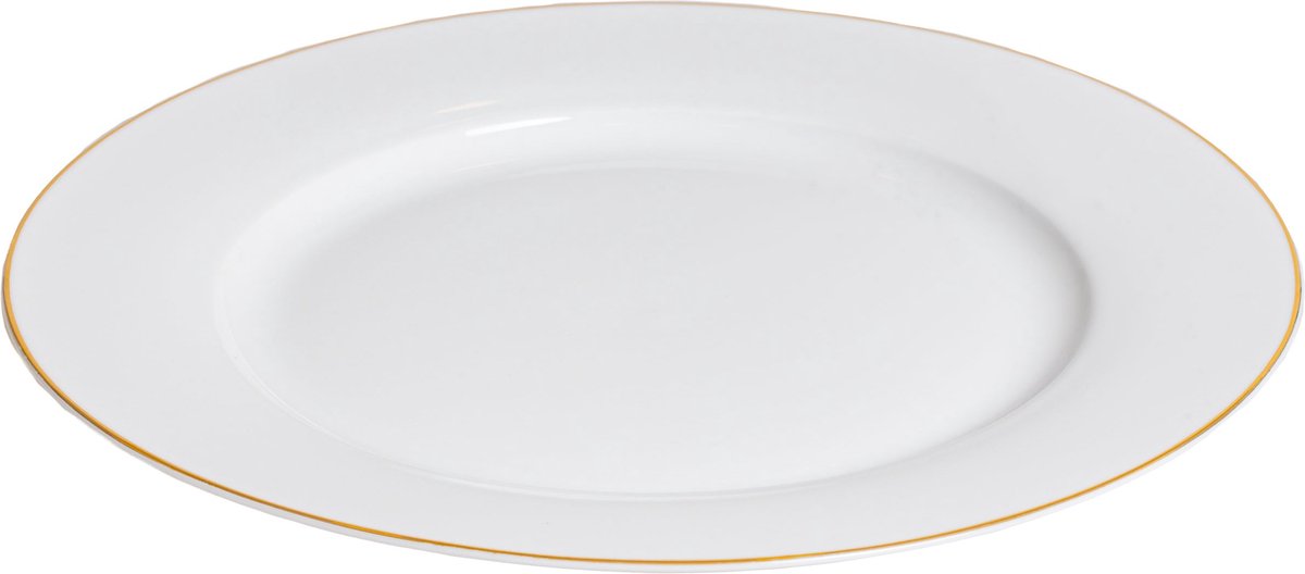 Studio Tavola 18-teiliges Geschirrset Weiß mit Goldrand - 6 Speiseteller Ø 27,5 cm, 6 tiefe Teller Ø 21,5 cm, 6 Frühstücksteller Ø 20,5 cm