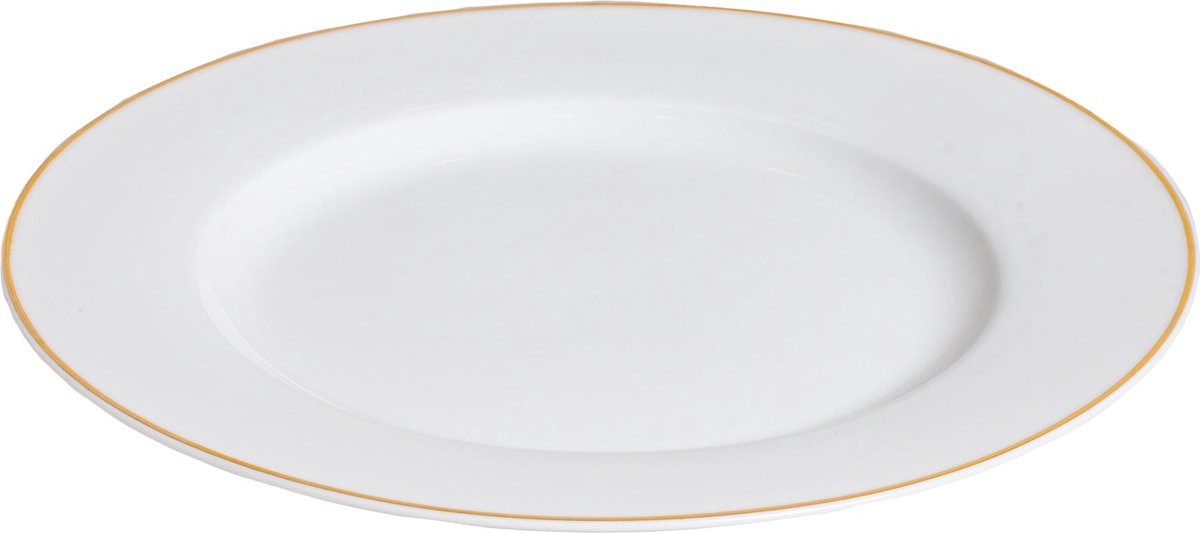 Studio Tavola 18-teiliges Geschirrset Weiß mit Goldrand - 6 Speiseteller Ø 27,5 cm, 6 tiefe Teller Ø 21,5 cm, 6 Frühstücksteller Ø 20,5 cm