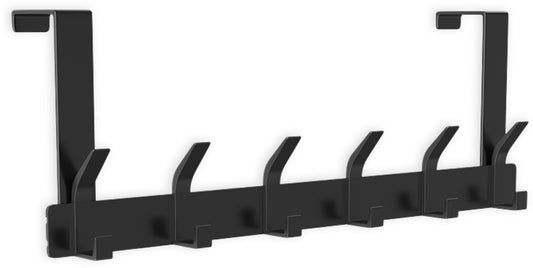 O'DADDY® Türgarderobe - 6 Haken - Türhaken - Türaufhänger - Türgarderobe zum Aufhängen - Aufhängehaken - Befestigung mit 3M Klebeband - Industrielles Design - Schwarz