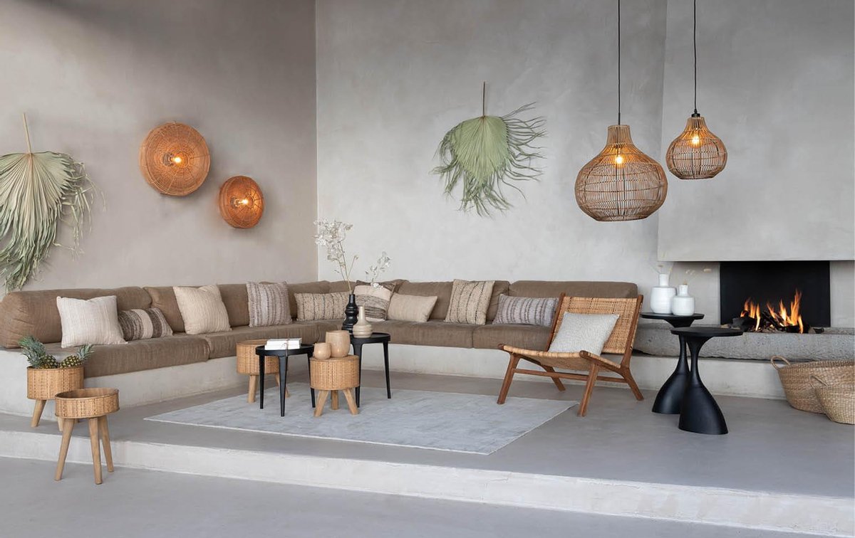Light & Living Wandleuchte Mataka Rattan Ø51 cm - Braun - Runde Wandleuchte - Innenbeleuchtung